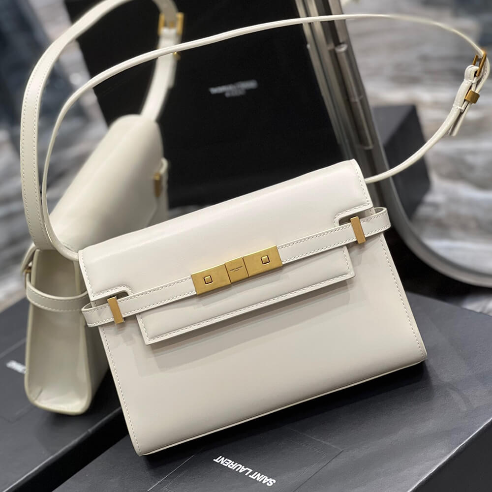 manhattan small shoulder bag in box Sa1nt Lau*nt leather