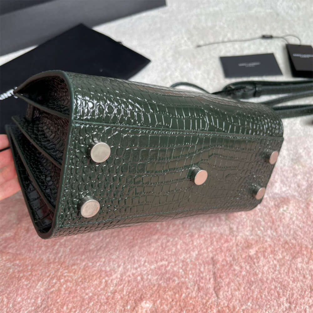 Y51 sac de jour nano in embossed crocodile shiny leather