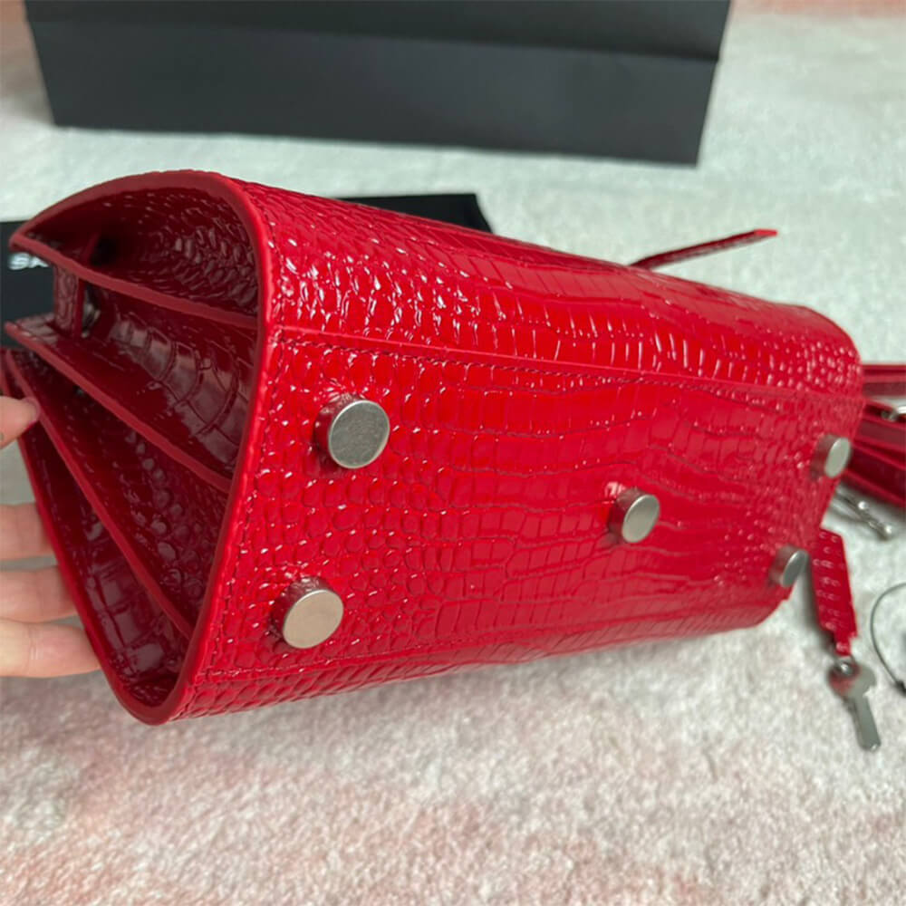 Y51 sac de jour nano in embossed crocodile shiny leather