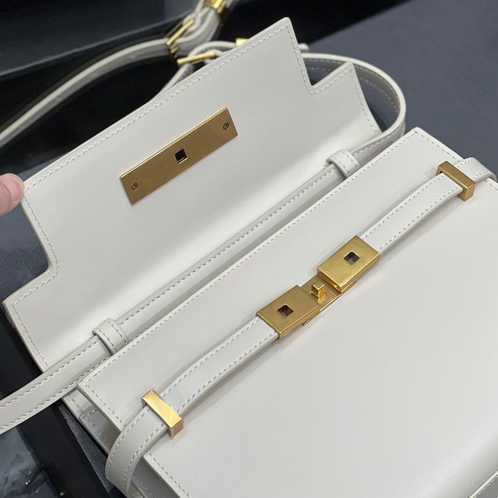 manhattan small shoulder bag in box Sa1nt Lau*nt leather