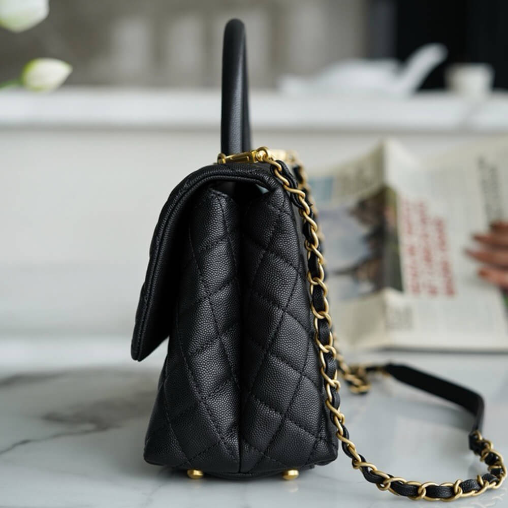 Ch**el large flap bag with top handle(high-end grade)