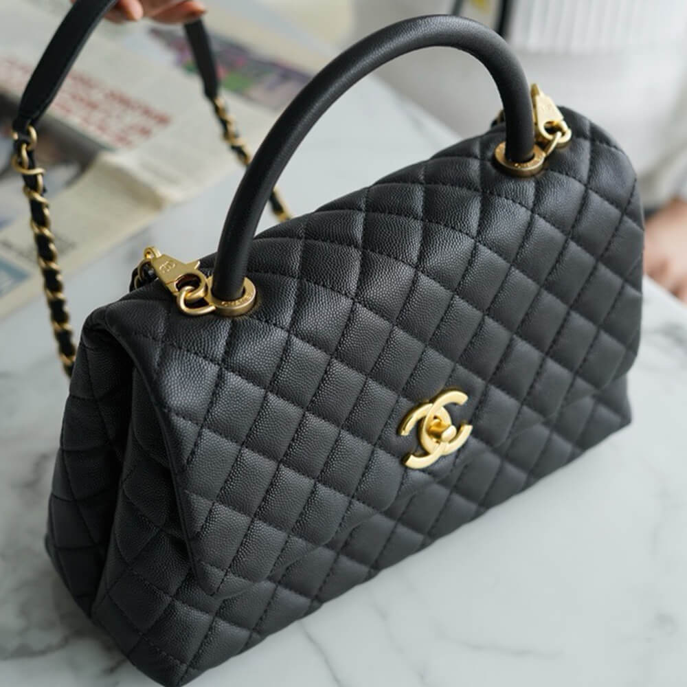 Ch**el large flap bag with top handle(high-end grade)