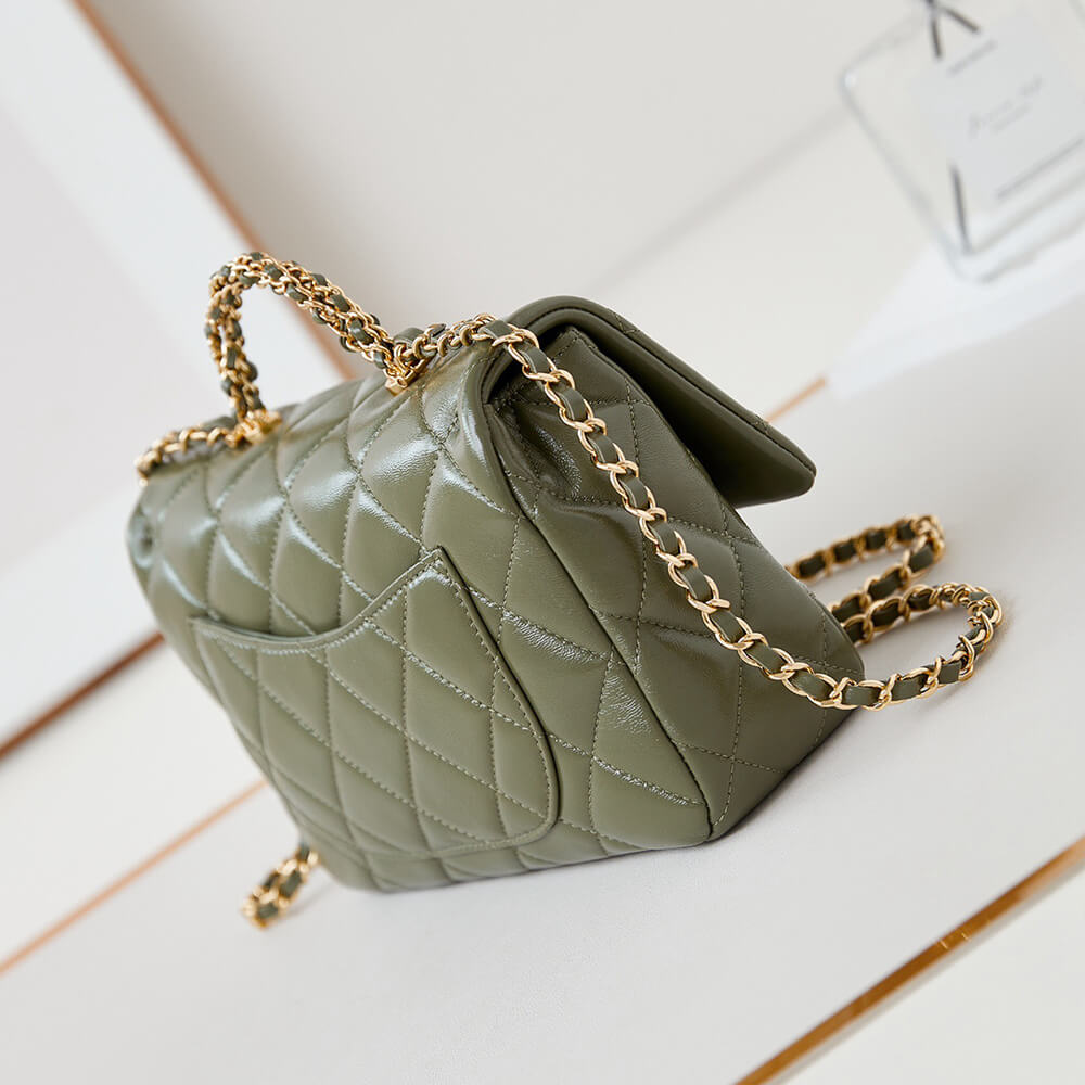 Ch**el flap bag with top handle