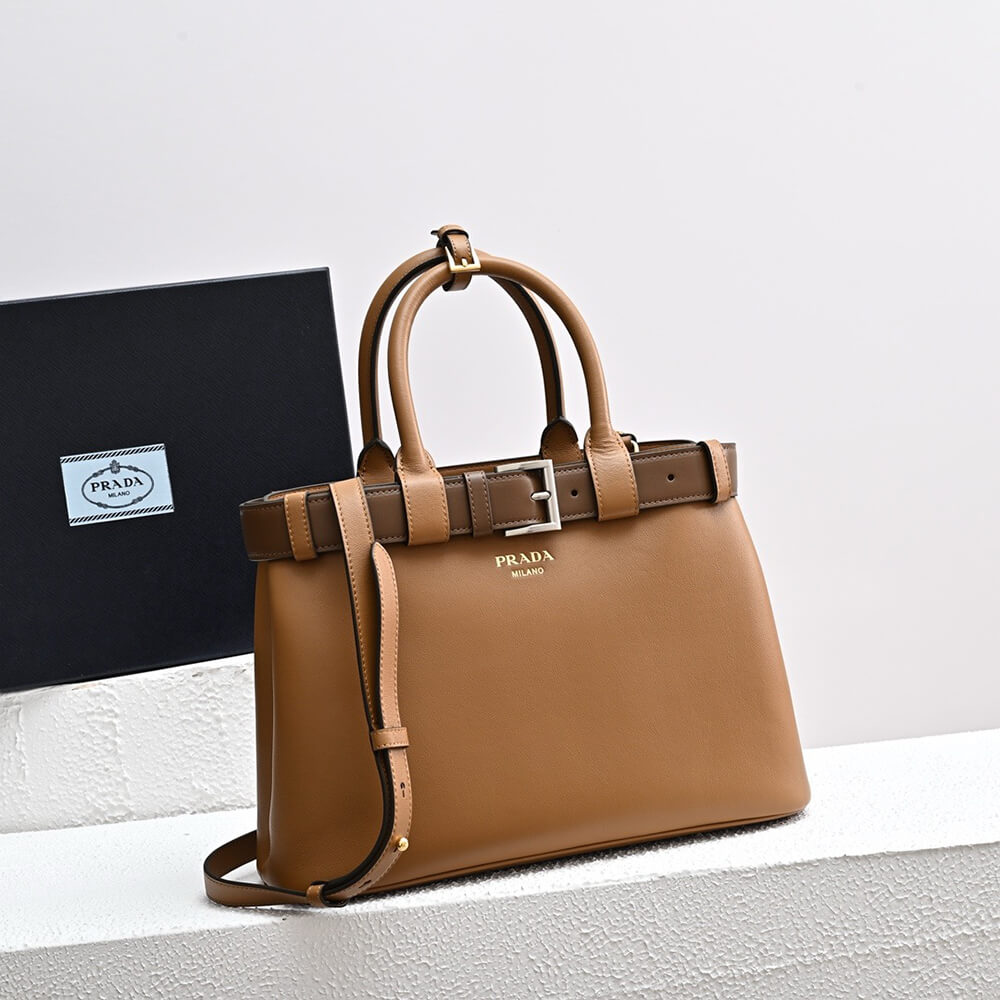 Prada Buckle small leather handbag with belt(high-end grade)