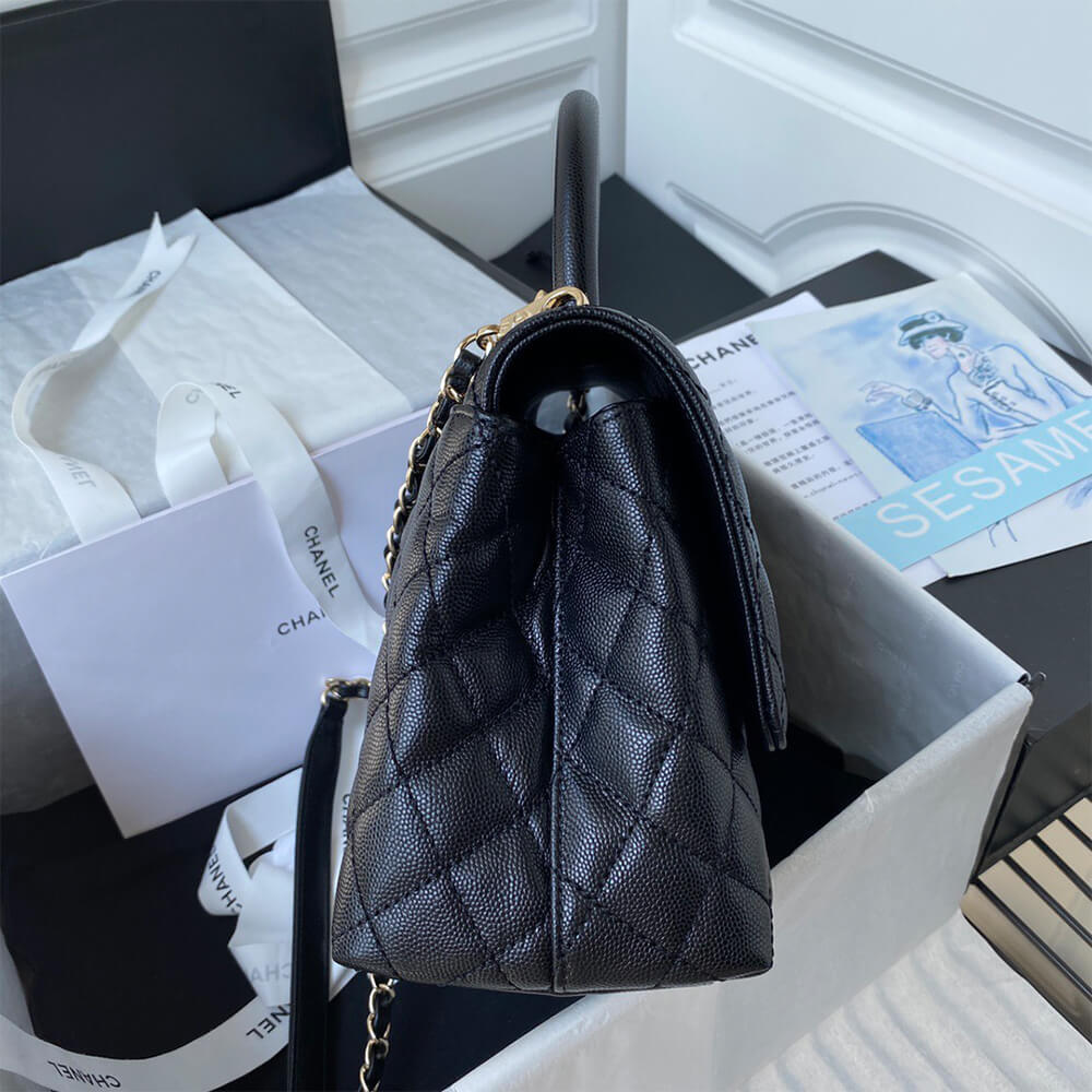 Ch**el large flap bag with top handle(high-end grade)