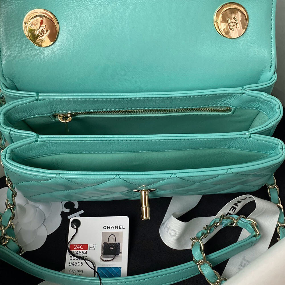 Ch**el mini flap bag with top handle(high-end grade)