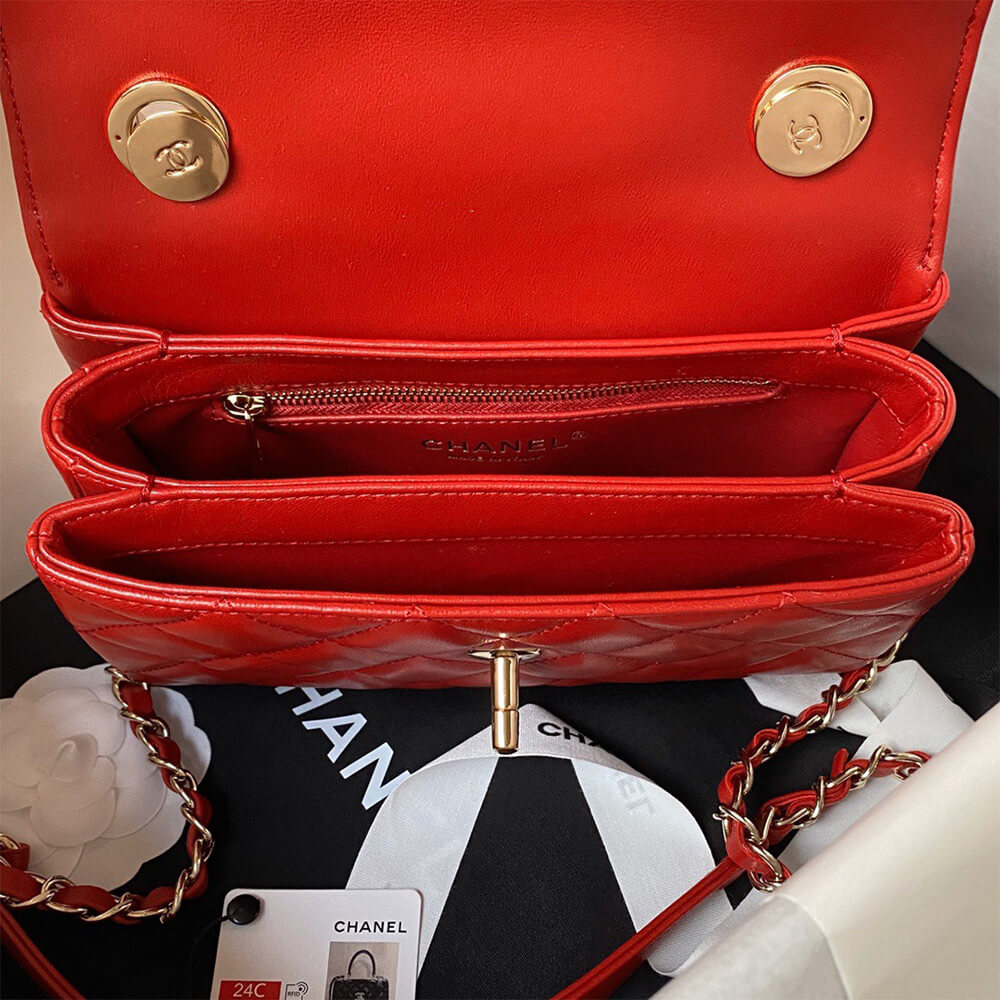 Ch**el mini flap bag with top handle(high-end grade)