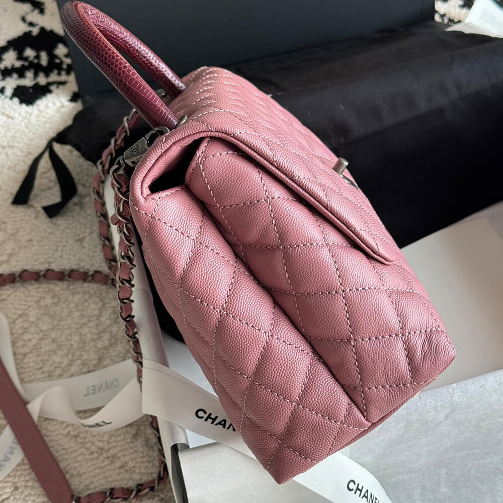 Ch**el large flap bag with top handle(high-end grade)
