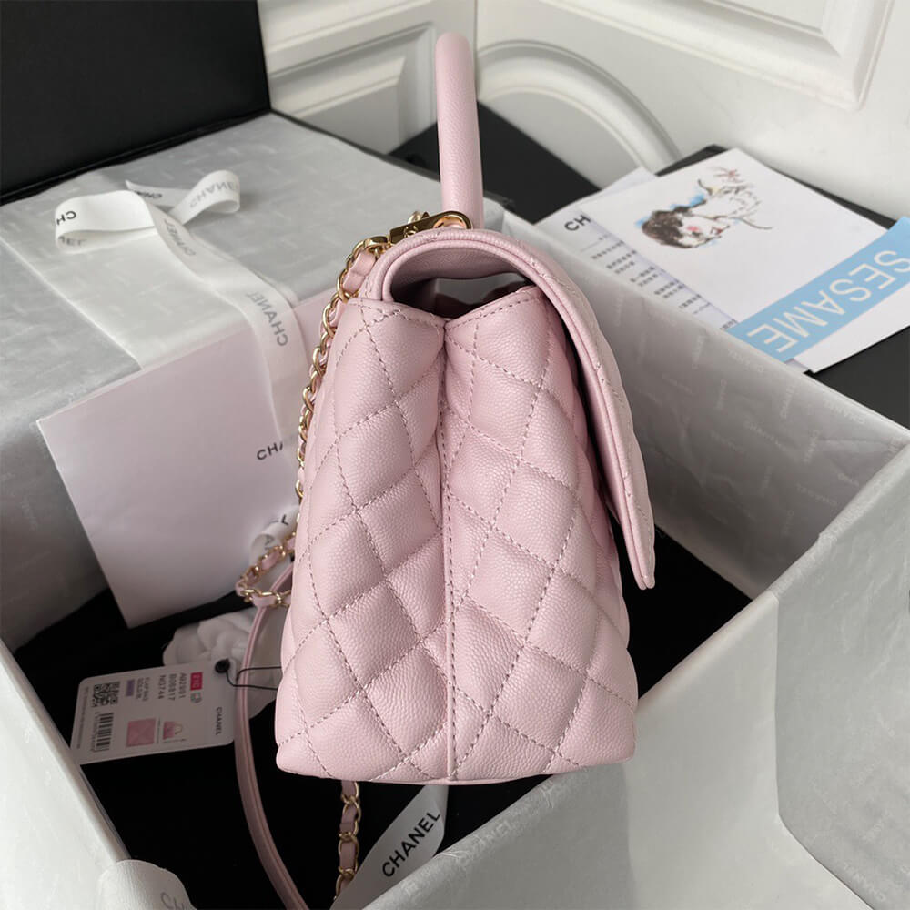 Ch**el large flap bag with top handle(high-end grade)