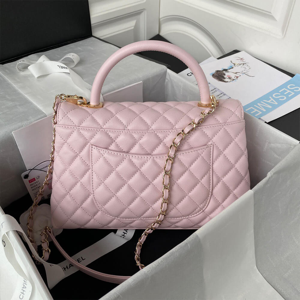 Ch**el large flap bag with top handle(high-end grade)