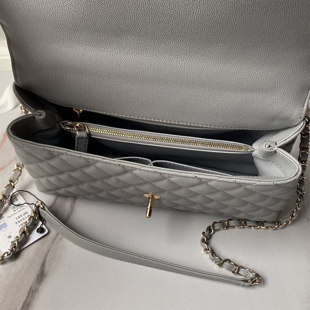 Ch**el large flap bag with top handle(high-end grade)