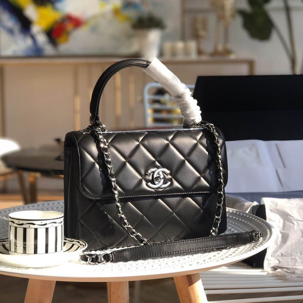 Ch**el flap bag with top handle(high-end grade)