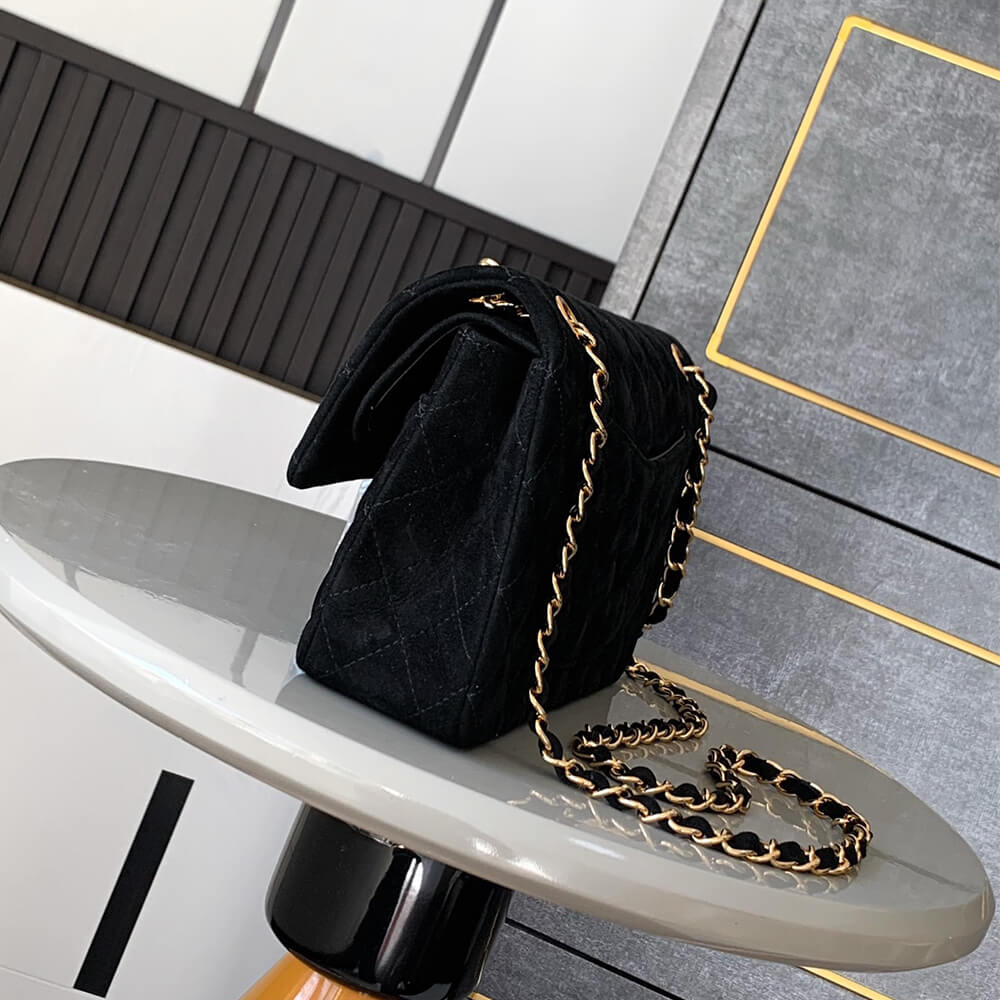 Ch**el suede classic double flap handbag(high-end grade)