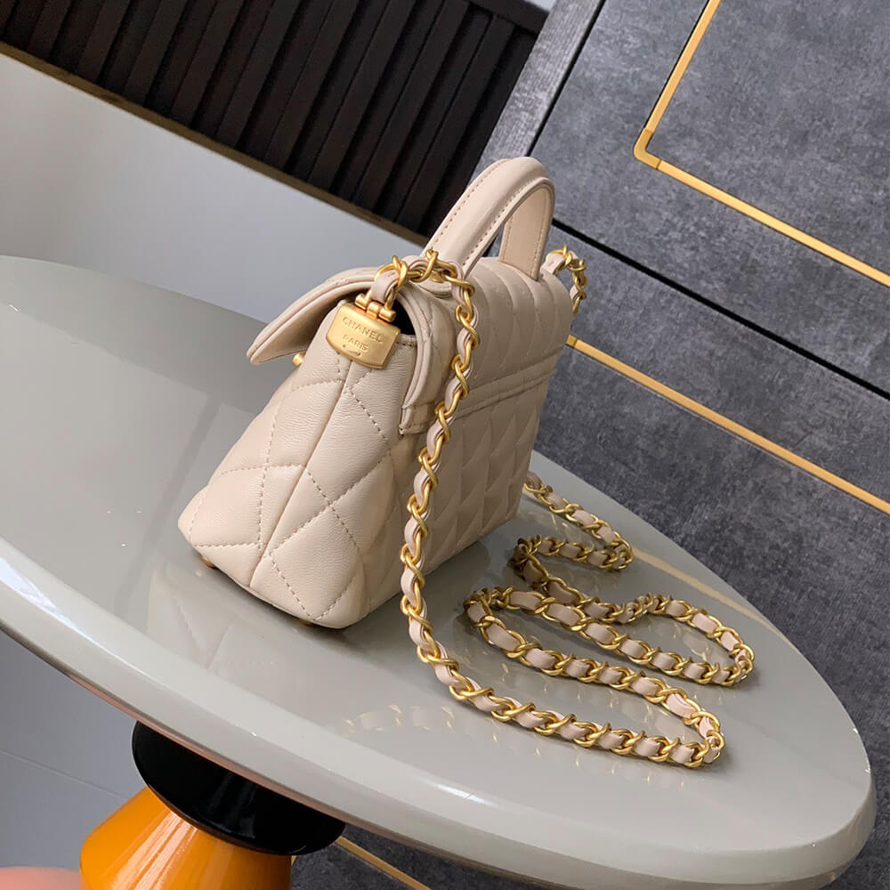 Ch**el mini flap bag with top handle(high-end grade)