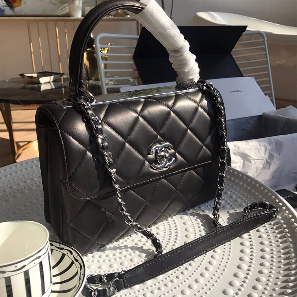 Ch**el flap bag with top handle(high-end grade)