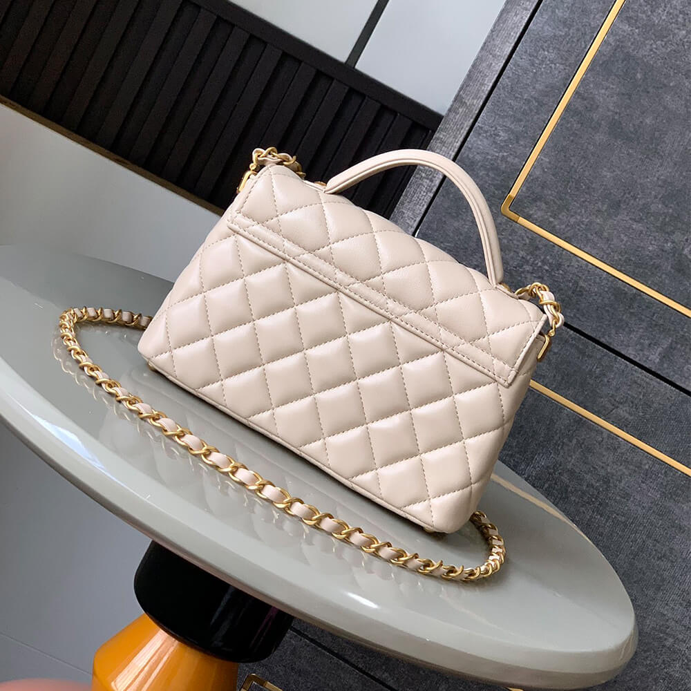 Ch**el small flap bag with top handle(high-end grade)