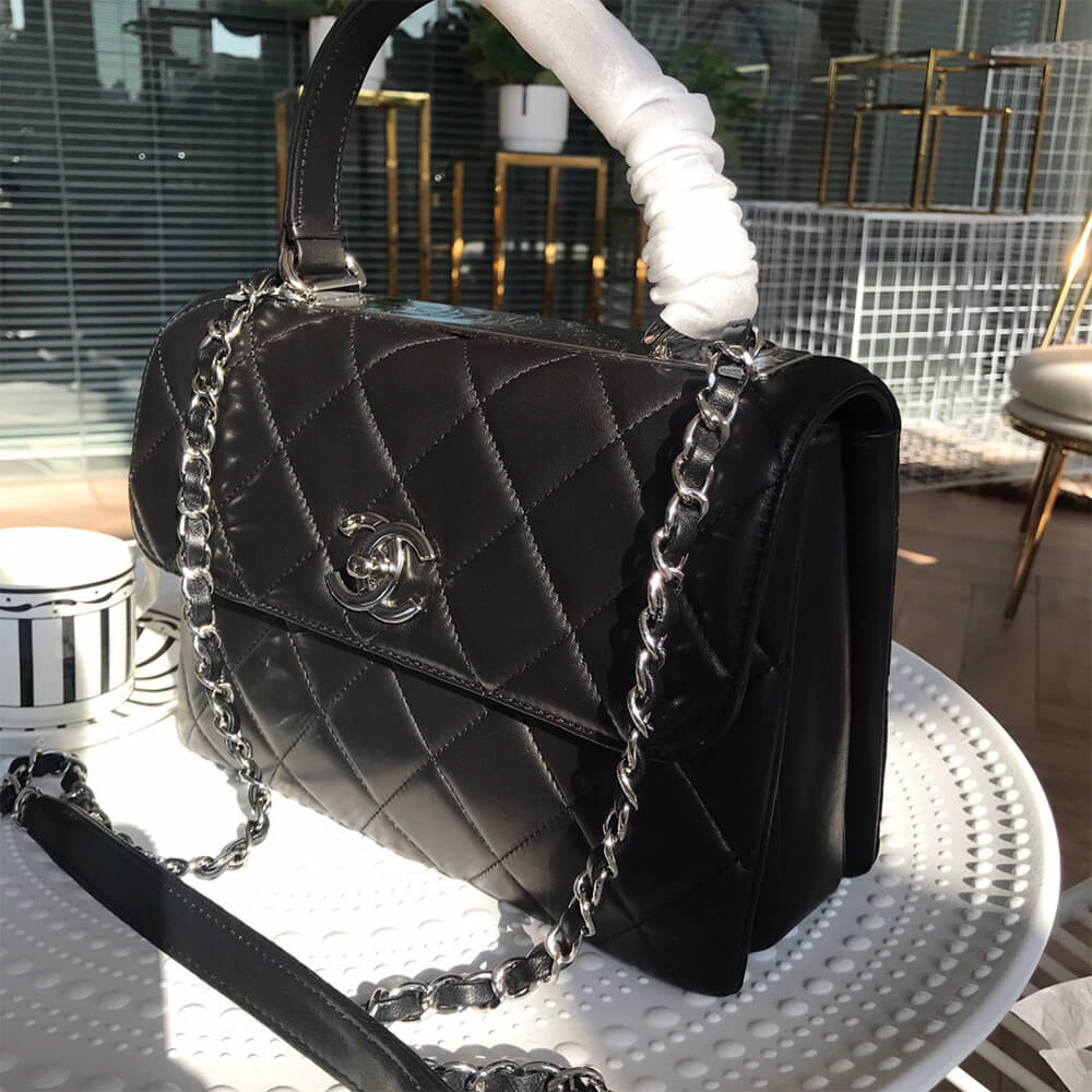 Ch**el flap bag with top handle(high-end grade)