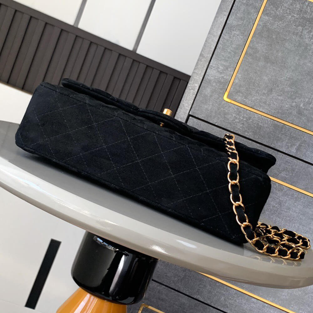 Ch**el suede classic double flap handbag(high-end grade)