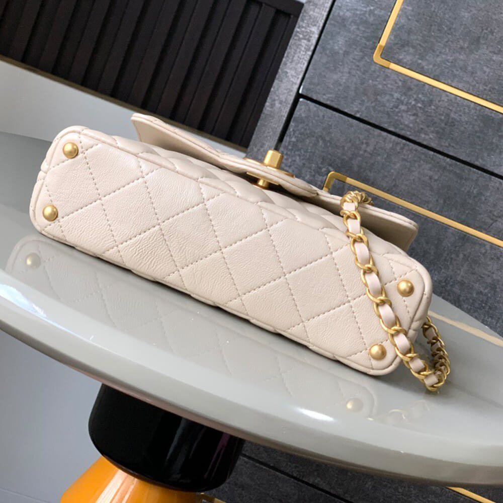 Ch**el small flap bag with top handle(high-end grade)