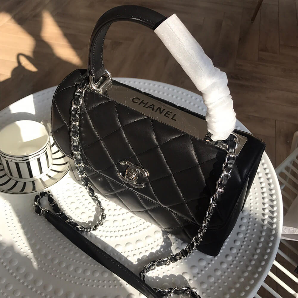 Ch**el flap bag with top handle(high-end grade)