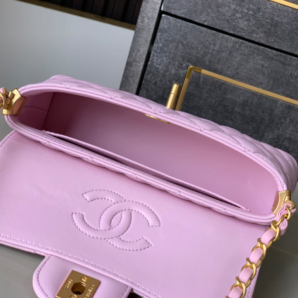 Ch**el mini flap bag with top handle(high-end grade)