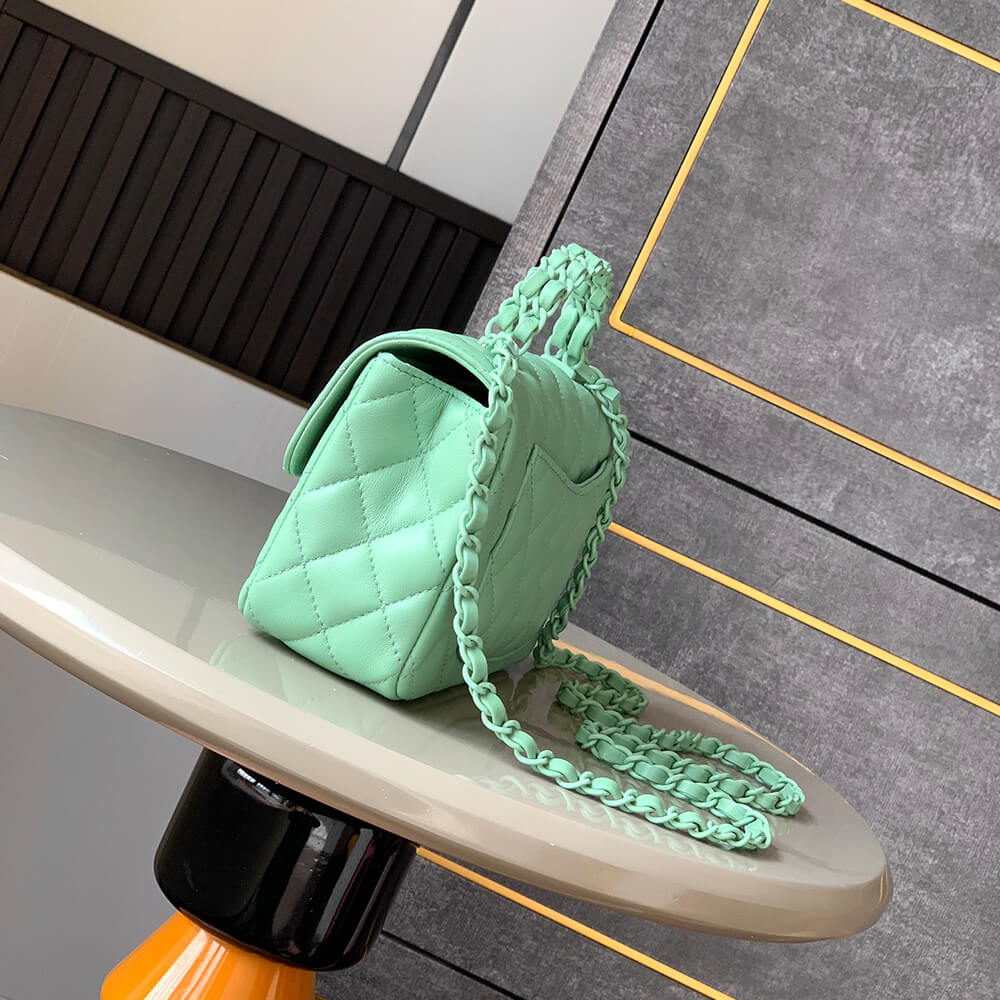 Ch**el mini flap bag with top handle(high-end grade)
