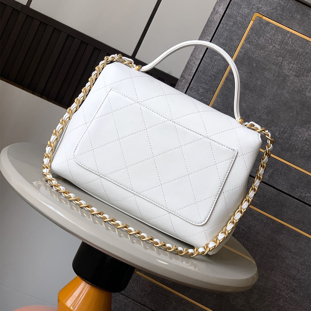 Ch**el large flap bag with top handle(high-end grade)