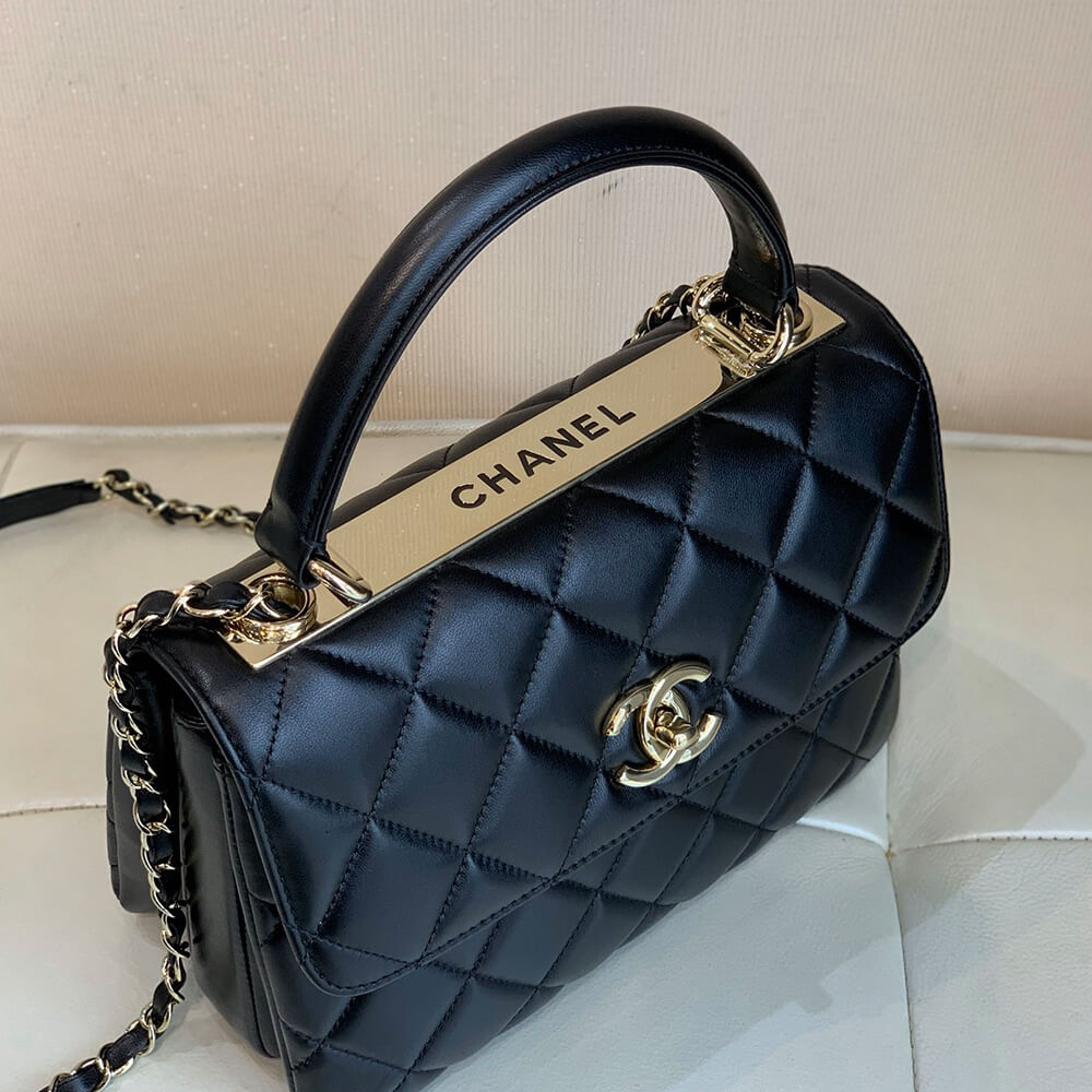 Ch**el flap bag with top handle(tax-free grade)