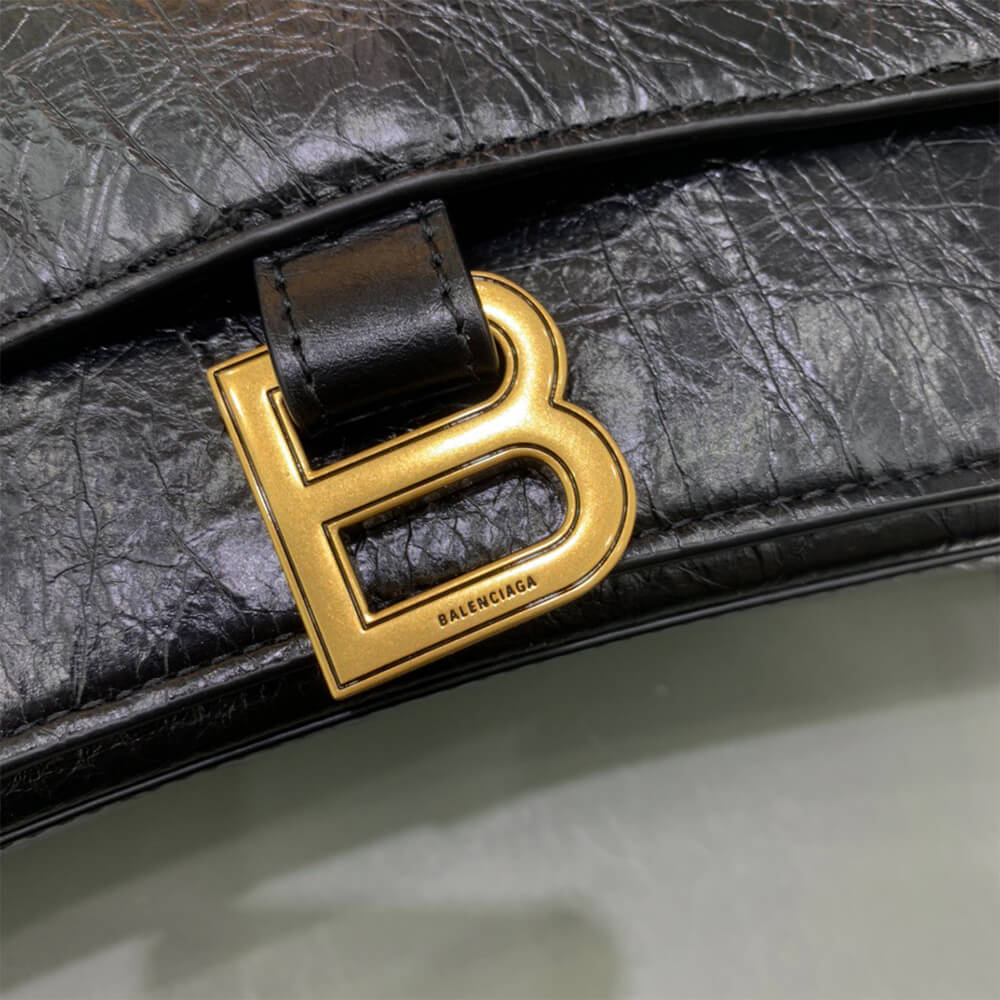 Ba1en*iaga crush tasche mit kette mittelgroß für damen in schwarz(high-end grade)