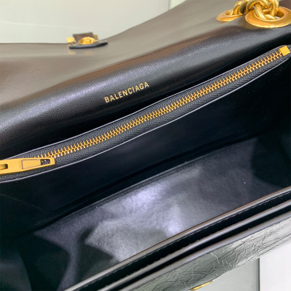 Ba1en*iaga crush tasche mit kette mittelgroß für damen in schwarz(high-end grade)